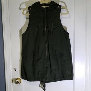 Hooded military green vest